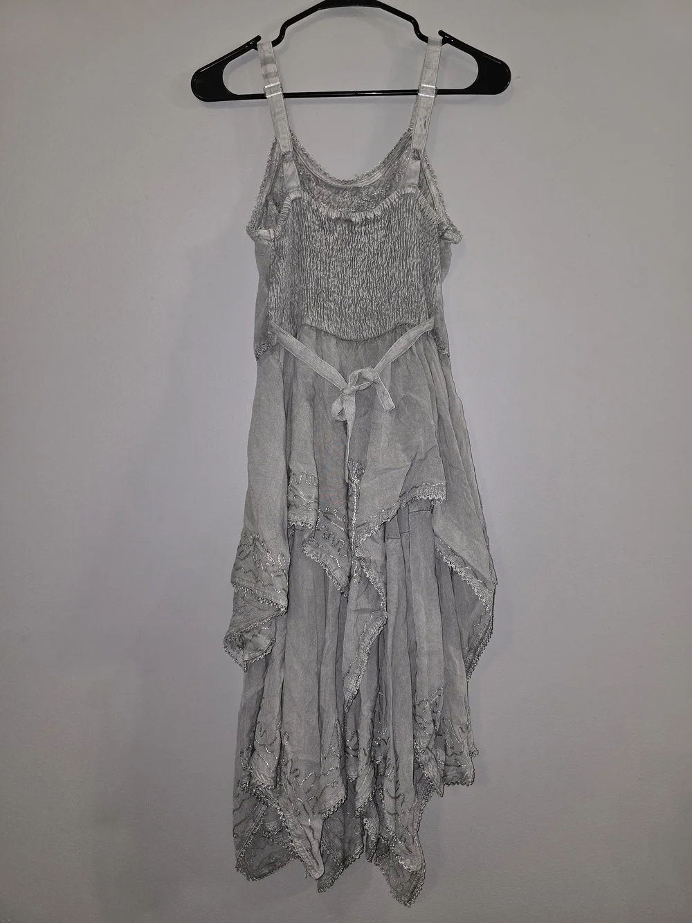 Boho Embroidered Handkerchief-Hem Dress - Picture 4 of 4